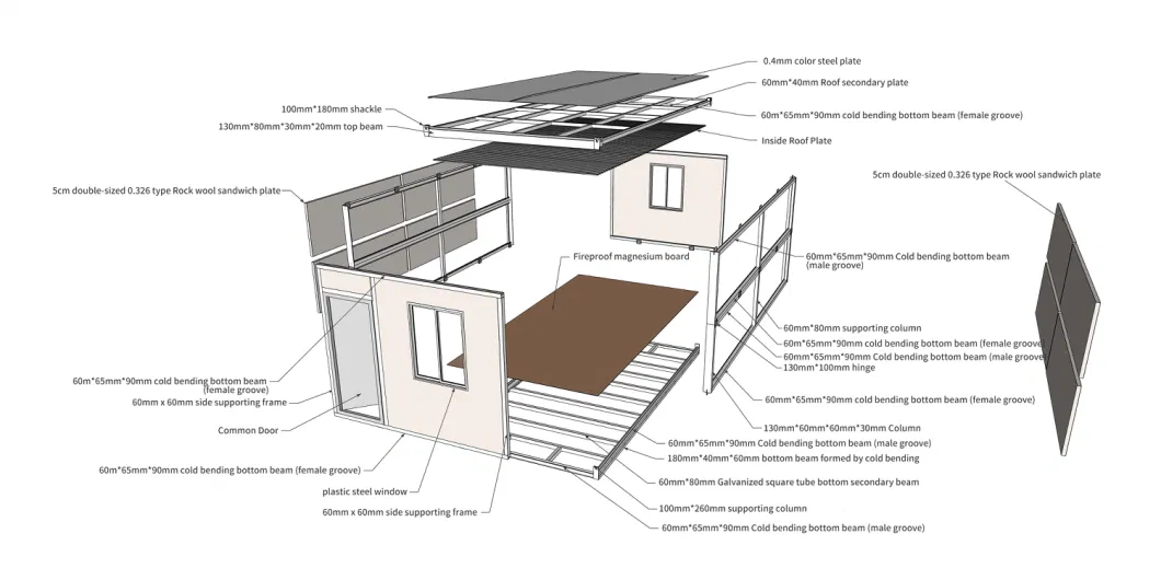 Zhongnan Cheap Simple 20FT Prefabricated Folding Container House for Sale