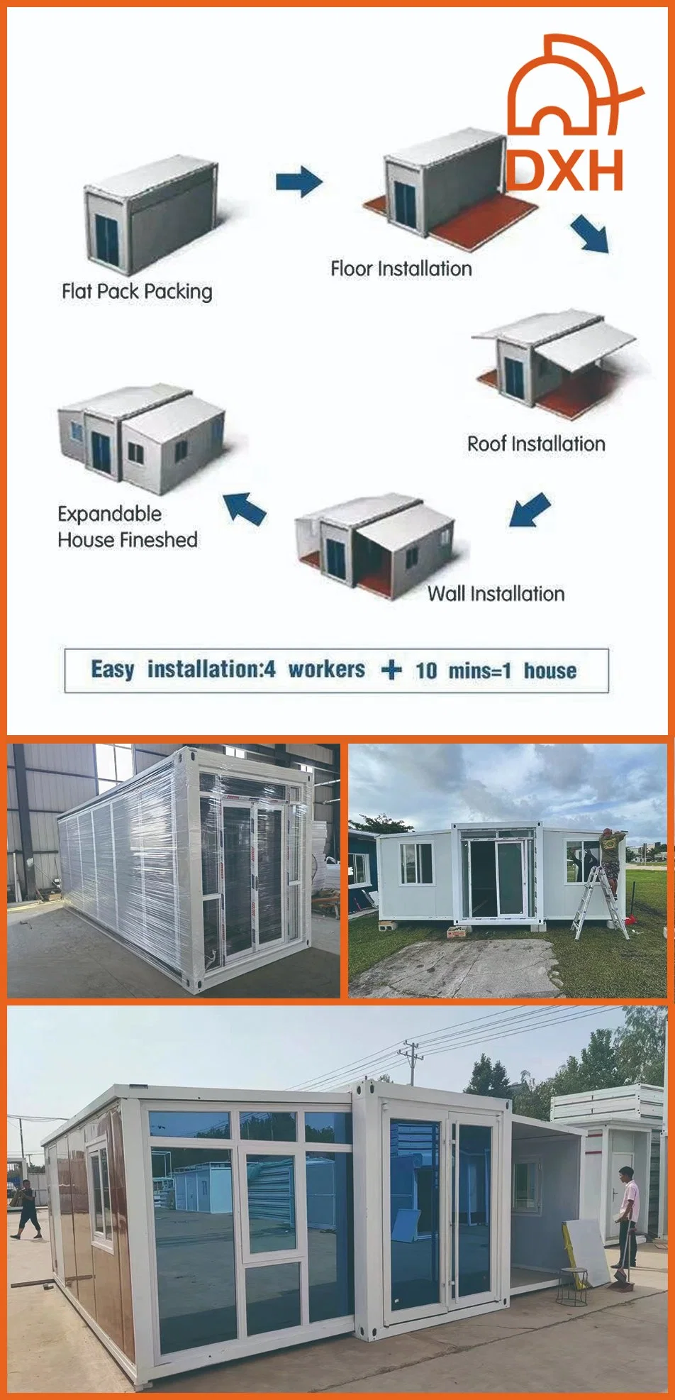 20FT/40FT Prefab Home with Modern Chinese Style Steel Prefabricated Luxury Expandable Container House with Bedrooms